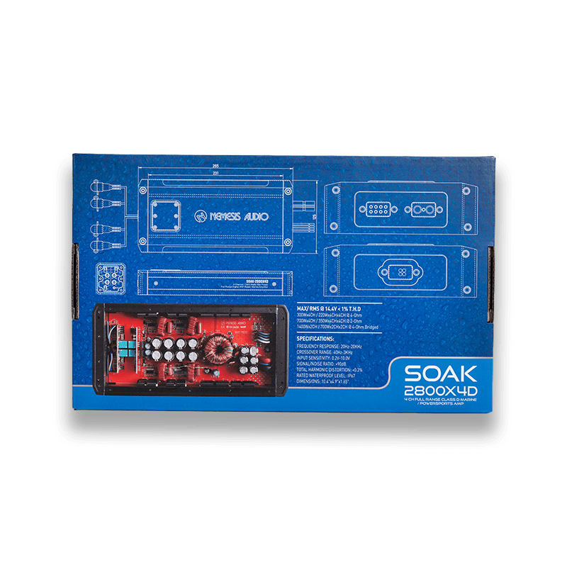 SOAK-2800X4D – 4-Channel Waterproof Marine Amplifier