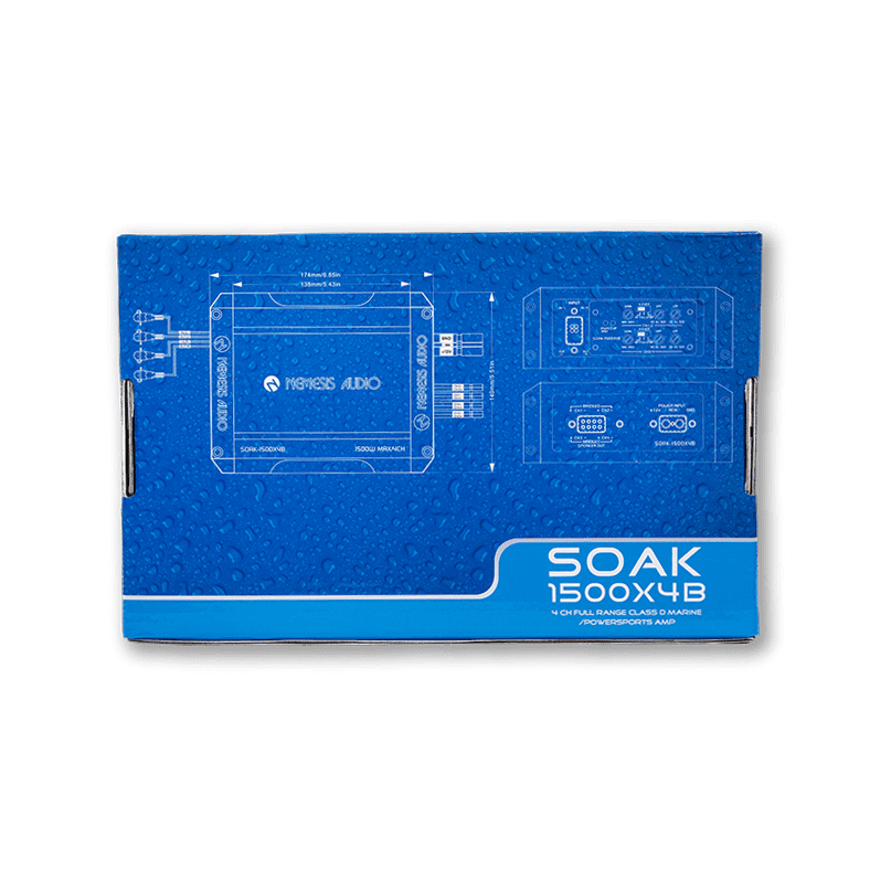 Nemesis Audio SOAK-1500X4B | Waterproof 4-CH Bluetooth Marine Amp